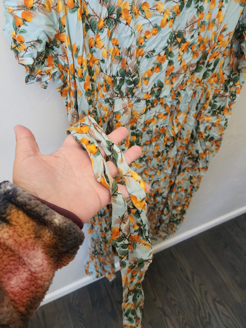 BloomChic Yellow & Mint Floral Wrap-Style Midi Dress Size 3x NWT - Picture 6 of 6